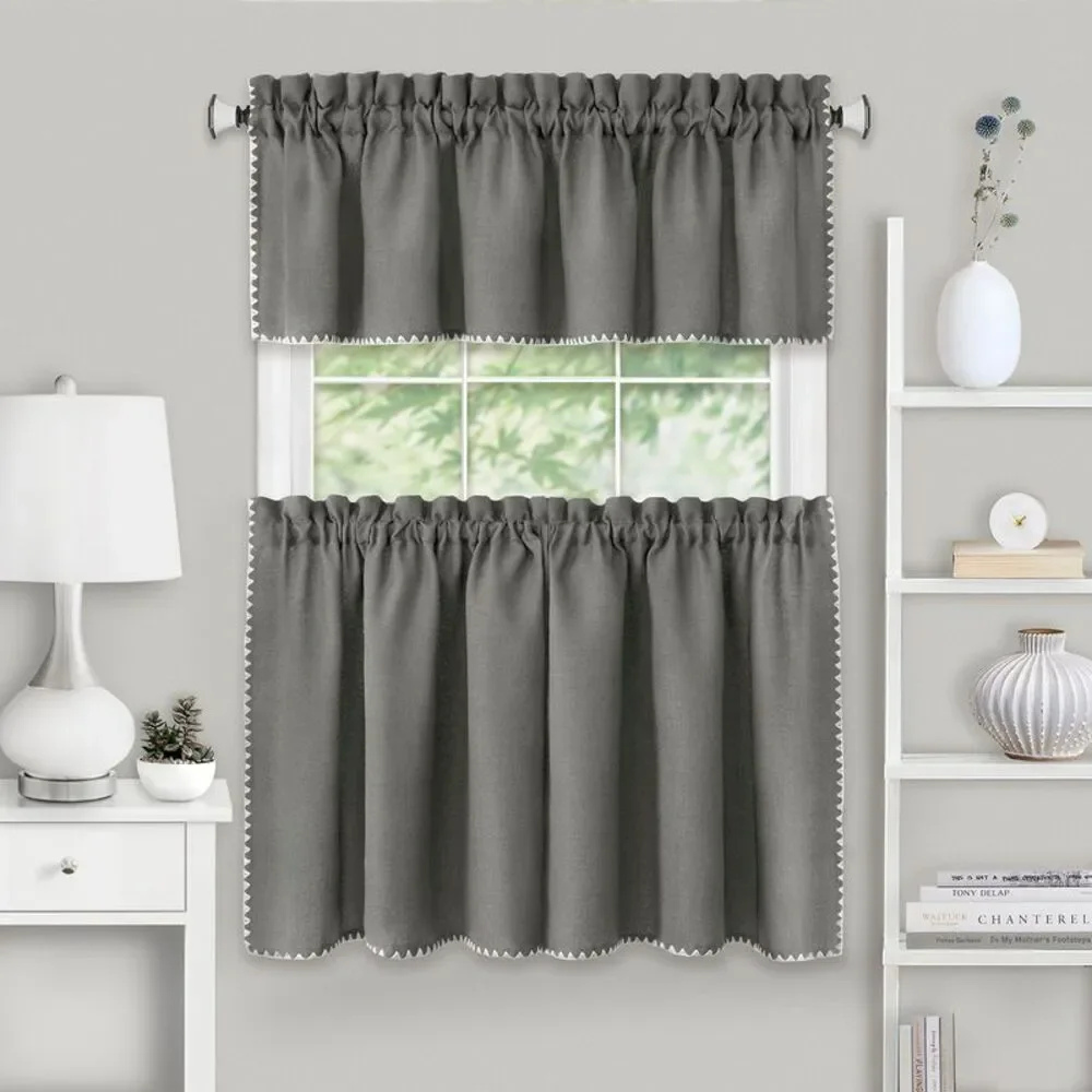 PowerSellerUSA Semi-Sheer Tailored Window Curtains, Modern Shell Stitched
